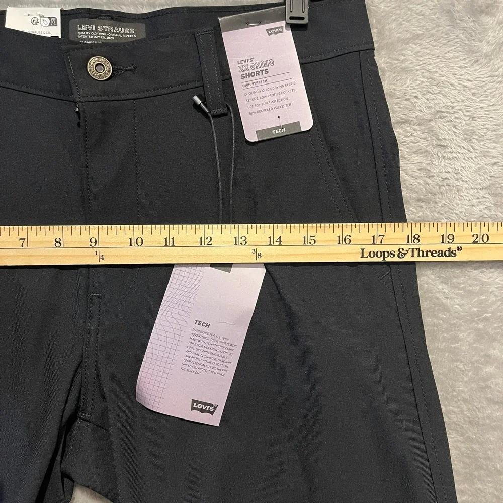 Levis XX Chino Shorts Mens 30 Black Tech High Stretch Cooling UPF 50+